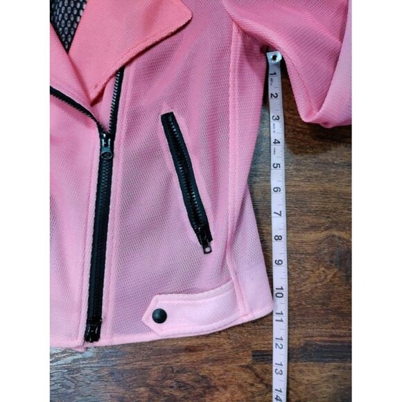 Rebecca Minkoff Long Sleeve Notch Lapel Collared Moto Jacket Pink Ombre Size M - Picture 14 of 16